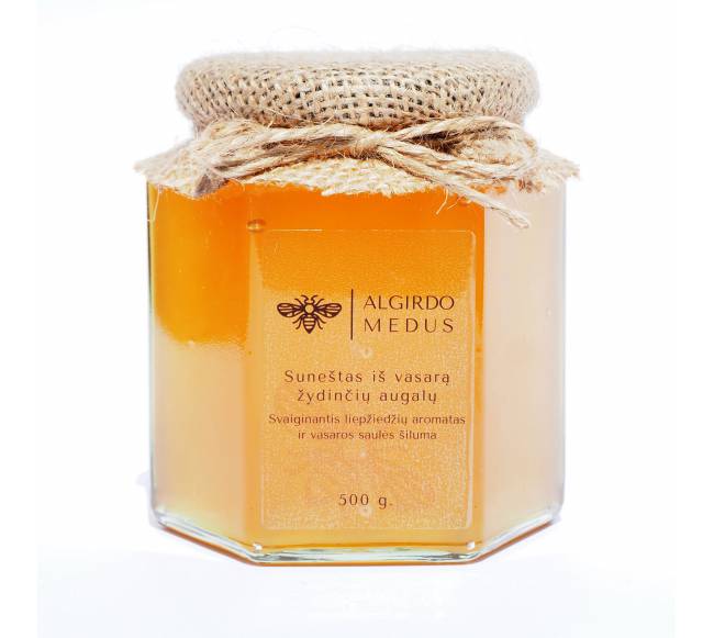 Vasarinis medus, 500 g.