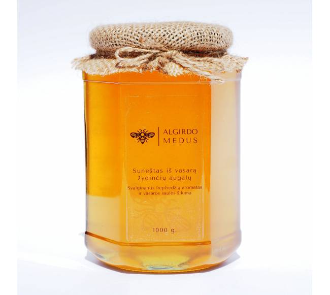 Vasarinis medus, 1000 g.