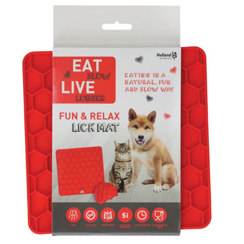 Laižymo kilimėlis šunims „Fun - Relax Lick Mat“, raudonas0