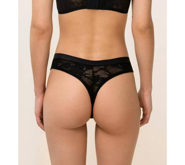 Triumph Nėriniuotos tanga kelnaitės SMART DECO HIGH LEG STRING EX BLACK1