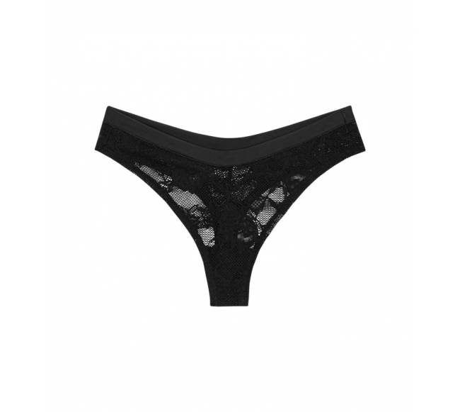 Triumph Nėriniuotos tanga kelnaitės SMART DECO HIGH LEG STRING EX BLACK3