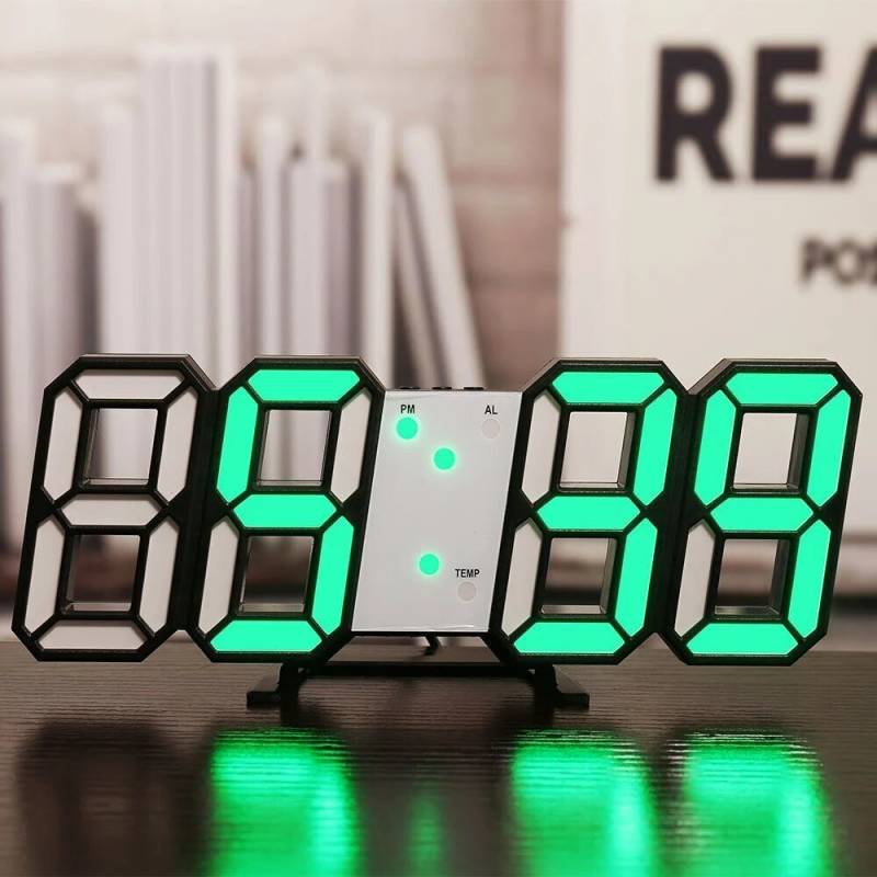 Didelis LED Skaitmeninis Laikrodis Sieninis - Žalios Spalvos0