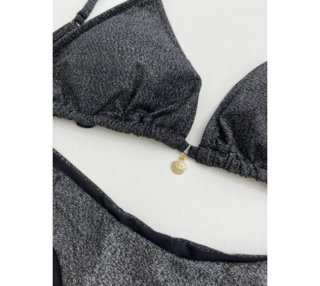 MrMiss Bikini maudymosi kostiumėlis METALLIC BLACK1