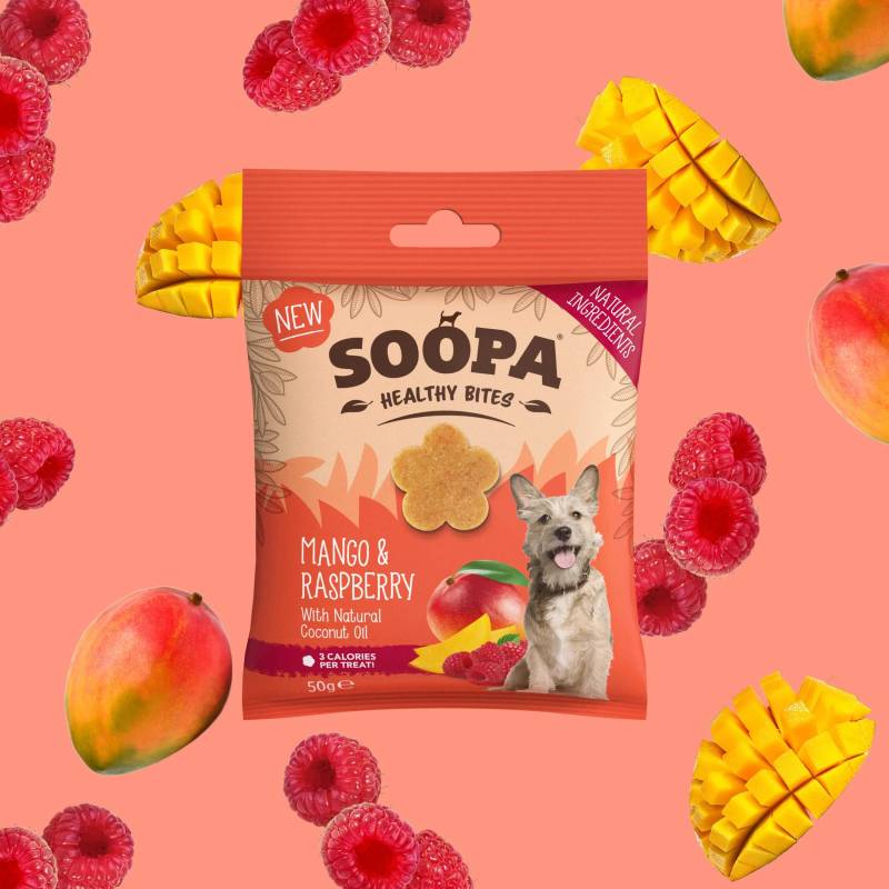 Soopa Healthy Bites šunų skanėstai su mango ir avietėmis (Mango - Raspberry), 50 g0