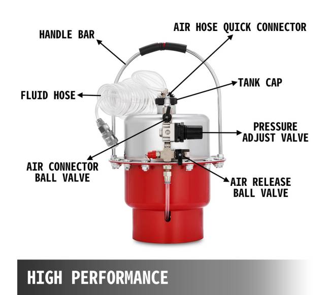 60 psi pneumatinis stabdžių skysčio nuorinimo komplektas1