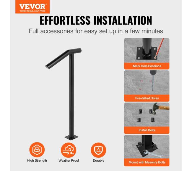 Apvalus metalinis turėklas laiptams lauke1