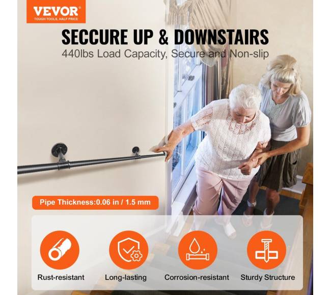 Plieninis laiptų turėklas su sienine atrama1