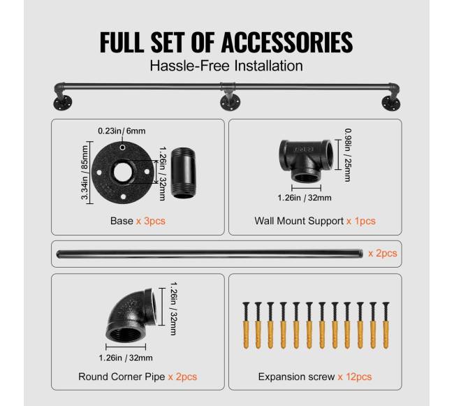 Laiptų turėklas iš plieninio vamzdžio, 1.8 m2