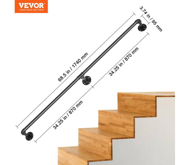 Laiptų turėklas iš plieninio vamzdžio, 1.8 m6