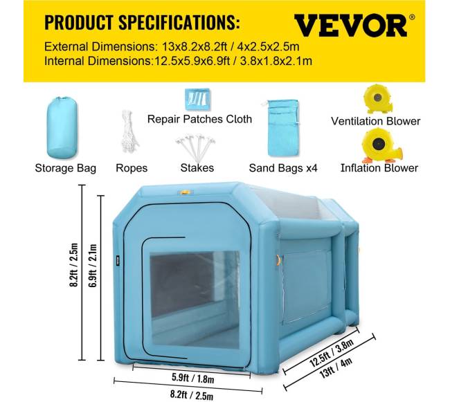 Pripučiama dažymo palapinė 4 m x 2,5 m6