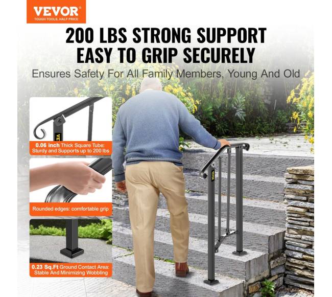 turėklas vienam ar dviem žingsniams juodas1