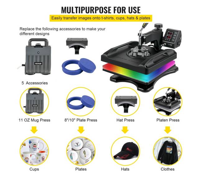 Sublimacinė spaudos presas, 5 į 1, 38 x 38 cm5