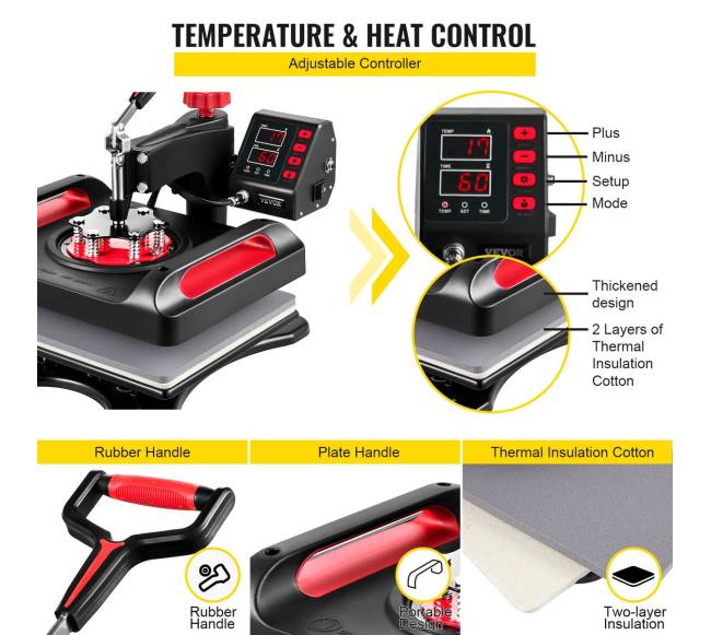 Šilumos presas su 360 sukimu, 5 viename2