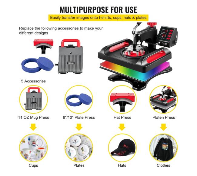 Šilumos presas su 360 sukimu, 5 viename5