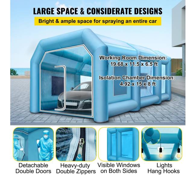 Pripučiamas 26x15x10 Ft dažų purškimo paviljonas3
