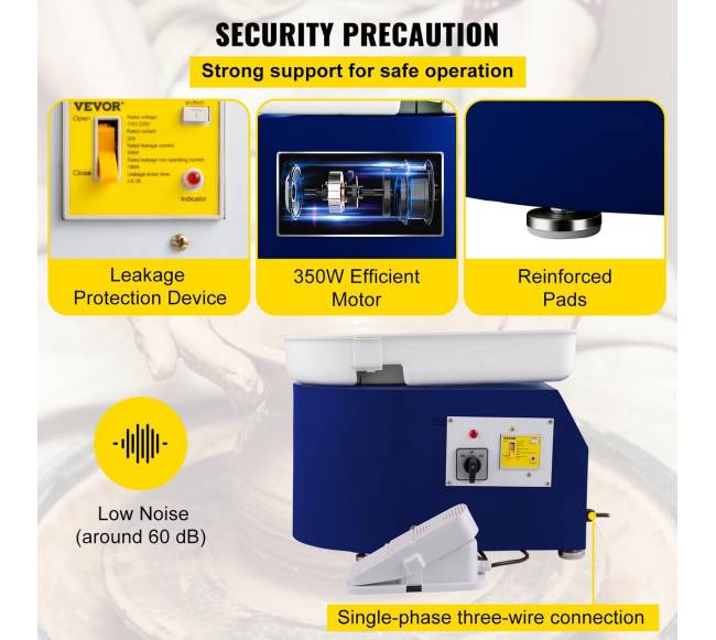 Keramikos žiedimo staklės, 28 cm 350W mėlynos4