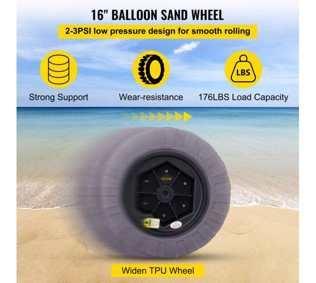 paplūdimio vežimo ratai, 40 cm smėlio padangos3