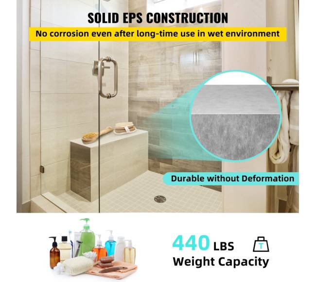 Dušo kampinė sėdynė plytelėms, 120 x 40 x 50 cm2