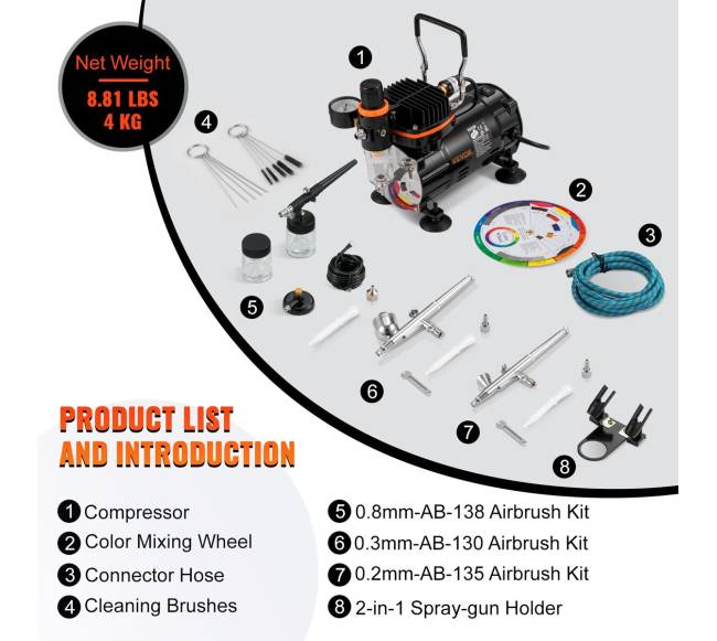 Aerografų rinkinys su kompresoriumi menui ir dekoravimui6