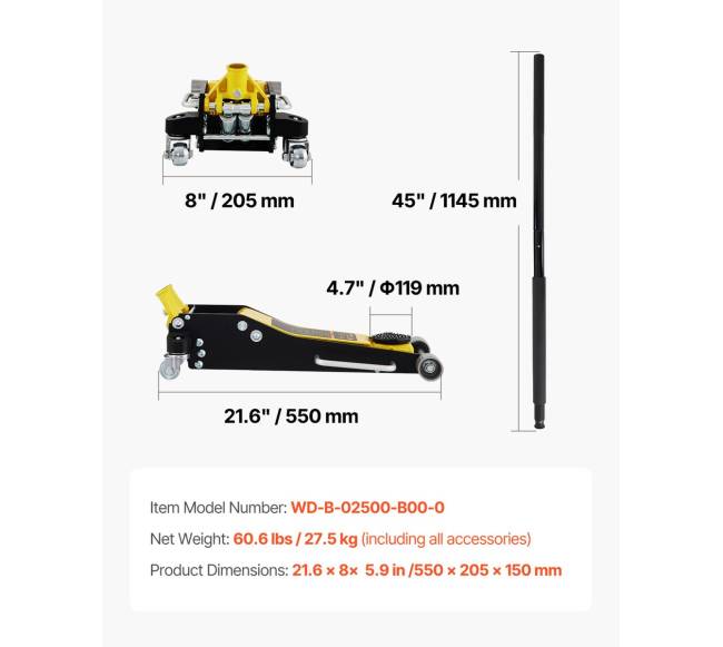 Žemas profilis 2.5 t grindų domkratas6
