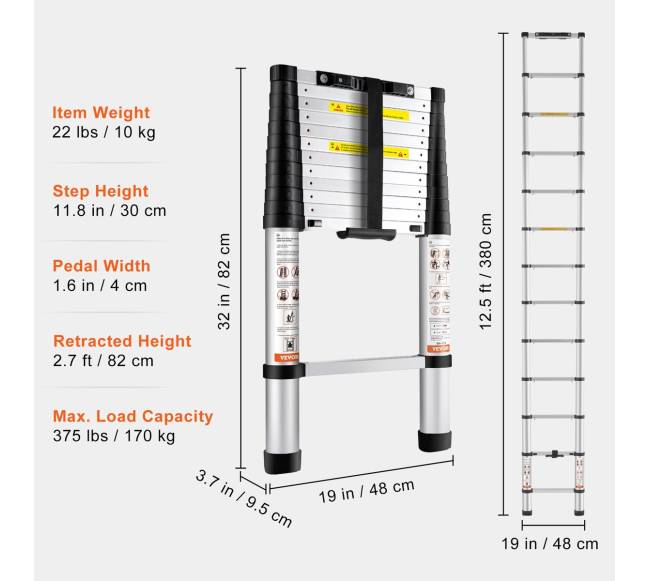 12.5 ft daugiatikslis teleskopinis aliuminio kopėčios6