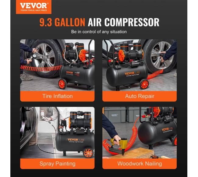 9.3 galonų tylus oro kompresorius, 1800W1