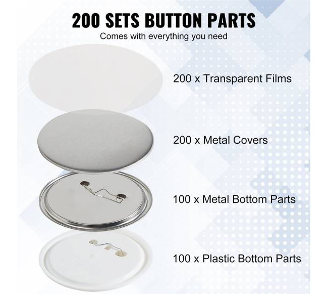 75 mm ženkliukų dalių rinkinys, 200 vnt.2