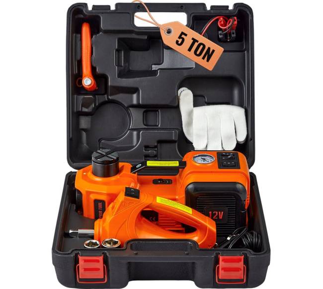 Elektrinė hidraulinė automobilio keltuvas 5 t 12V su veržliarakčiu0