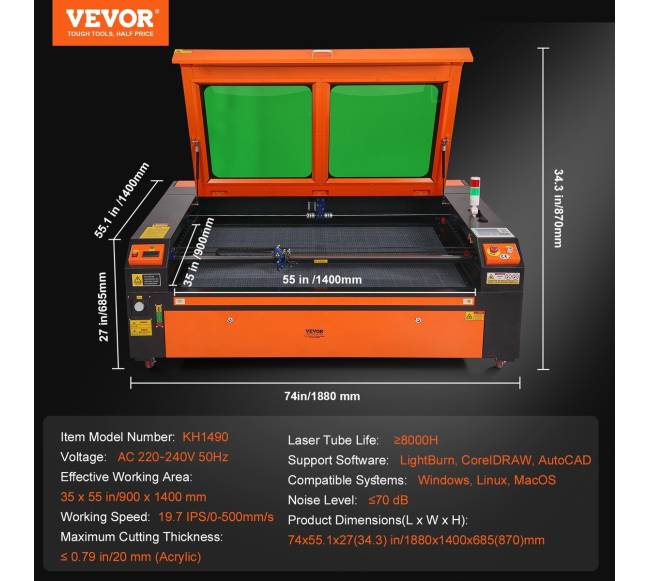 130W CO2 lazerinis graviravimo aparatas 900x1400mm6