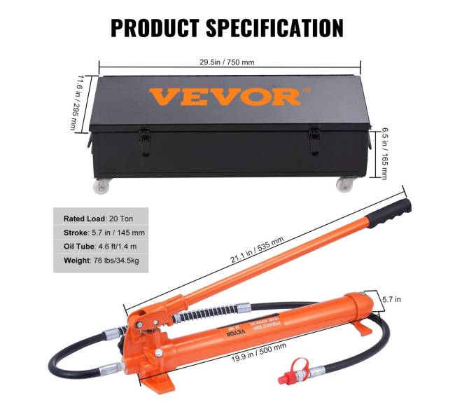 20 tonų hidraulinis keltuvas su oriniu siurbliu6