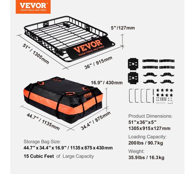 Stogo bagažinė, 130.5 x 91.5 x 12.7 cm, 90 kg6