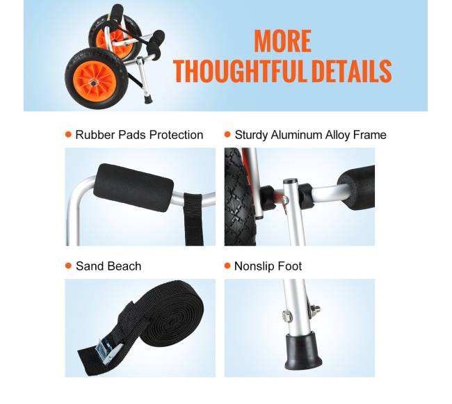 Sulankstomas kajako vežimėlis su 10 cm padangomis5