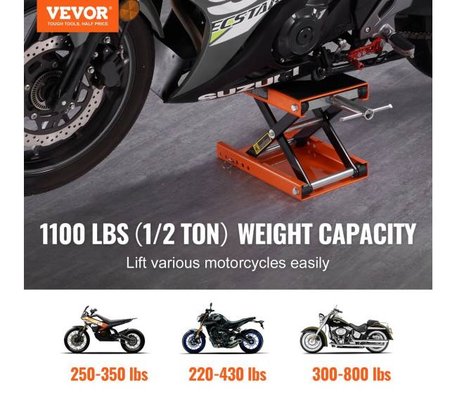 Motociklų žirklinis keltuvas 500 kg plataus stovo1