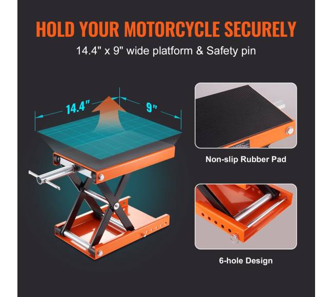 Motociklų žirklinis keltuvas 500 kg plataus stovo2