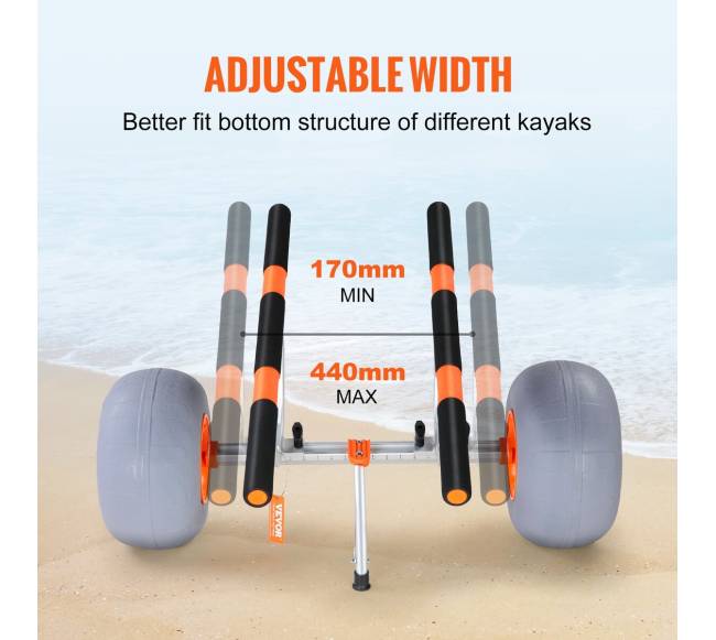 Sulankstomas kajako vežimėlis su 12 cm ratais4