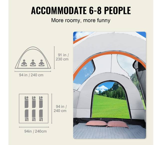 SUV palapinė kempingui, talpina 6–8 asmenis2