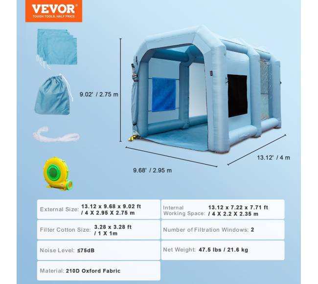 Pripučiamas dažymo paviljonas automobiliams 4x3x2.75 m6
