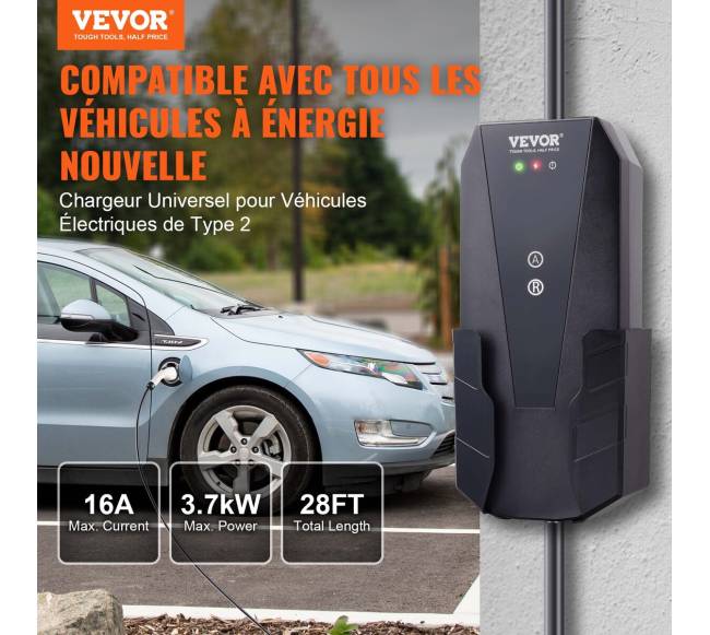 Nešiojamas EV įkroviklis Tipo 2, 16A 3.7 kW1