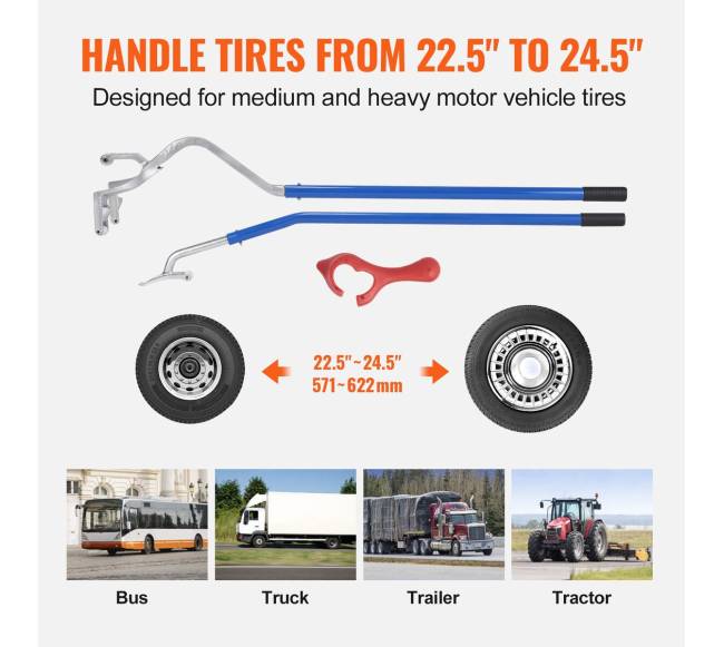 Padangų montavimo ir išmontavimo įrankis, 571-622 mm2