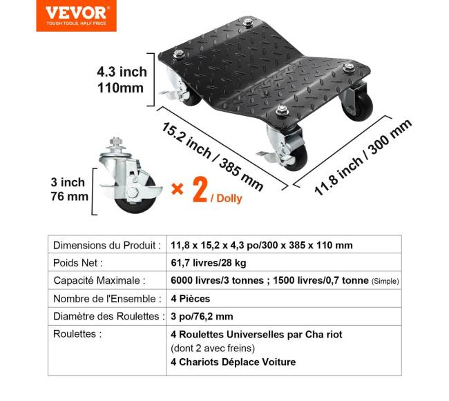 Automobilio ratų transportavimo platformos 4 vnt, 3 ton6
