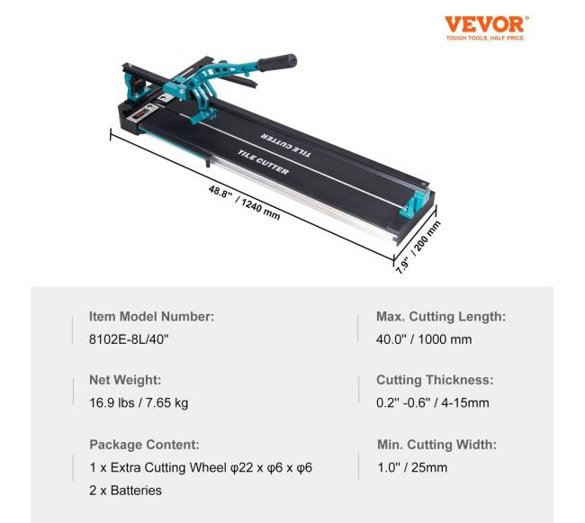Rankinis plytelių pjaustytuvas, 1000 mm6