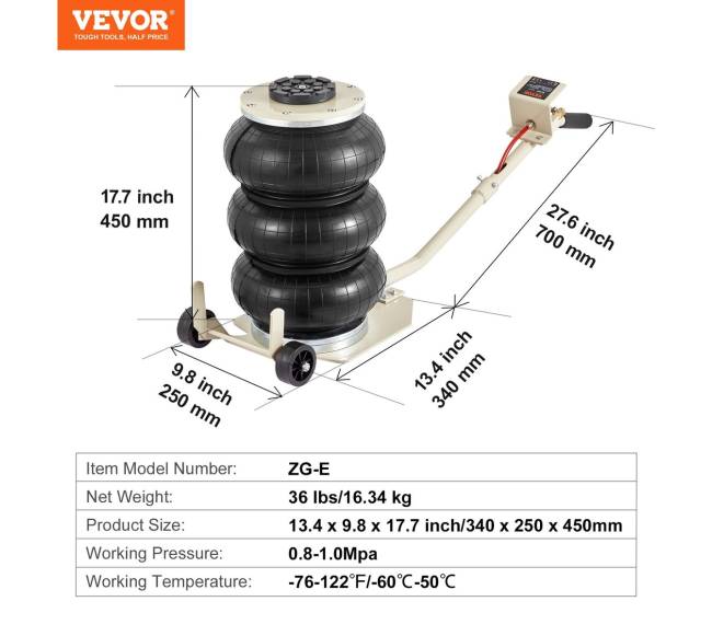 Trijų maišų oro domkratas 3 t6