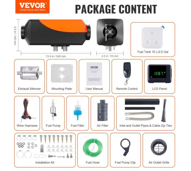 Dyzelinis oro šildytuvas 12V 2KW su nuotolinio valdymo pultu6