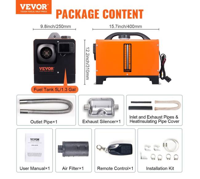 Dyzelinis oro šildytuvas su Bluetooth valdymu, 12V, 8KW6