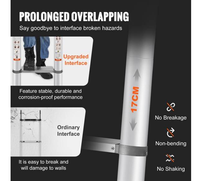 Telekopiniai aliuminio kopėčios 4,5 m2