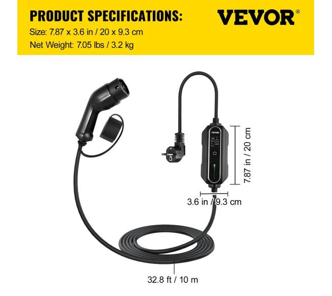 Nešiojamas EV įkroviklis, 10m kabelis6