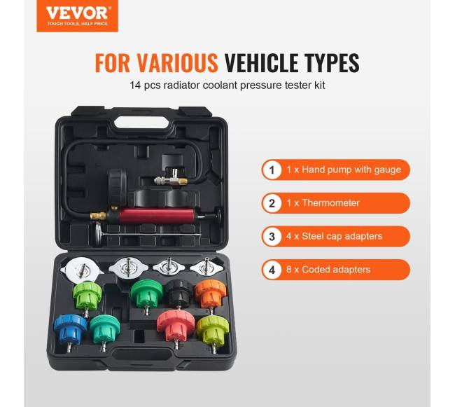 14 dalių radiatoriaus slėgio testavimo rinkinys1