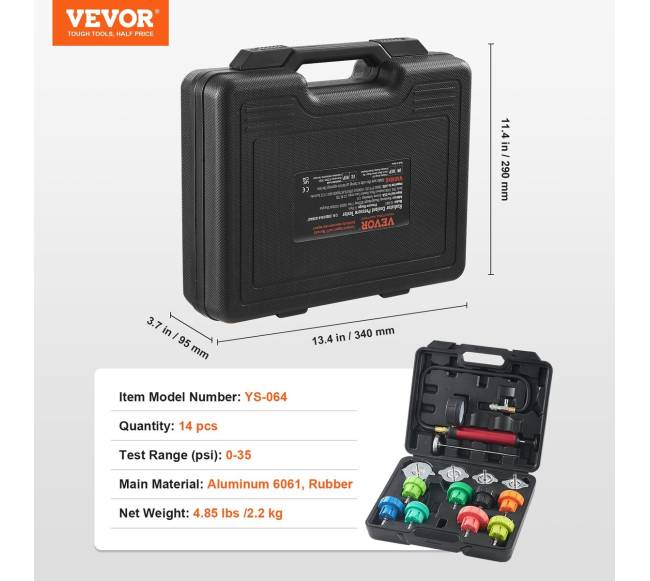 14 dalių radiatoriaus slėgio testavimo rinkinys6