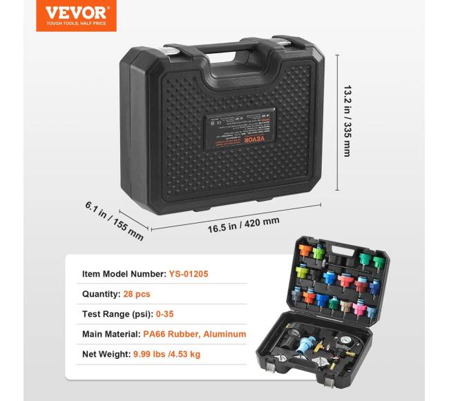 28 dalių universalus radiatoriaus slėgio testerio rinkinys6