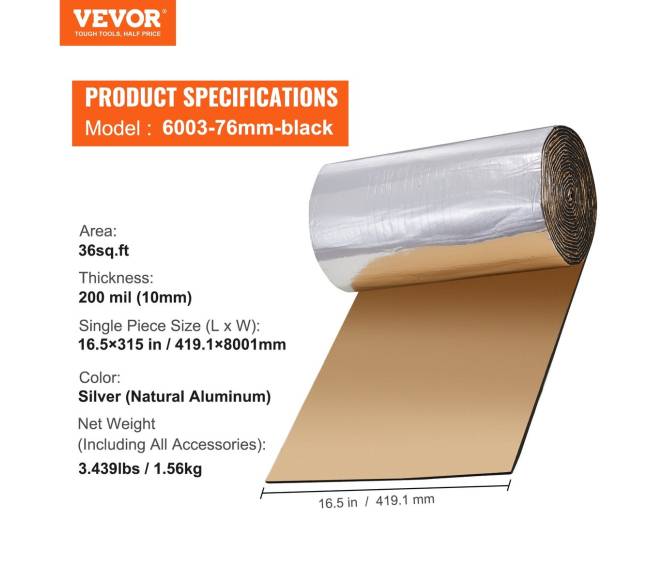 Automobilio garso izoliacijos kilimėlis 200 mil 3.3 kv.m6